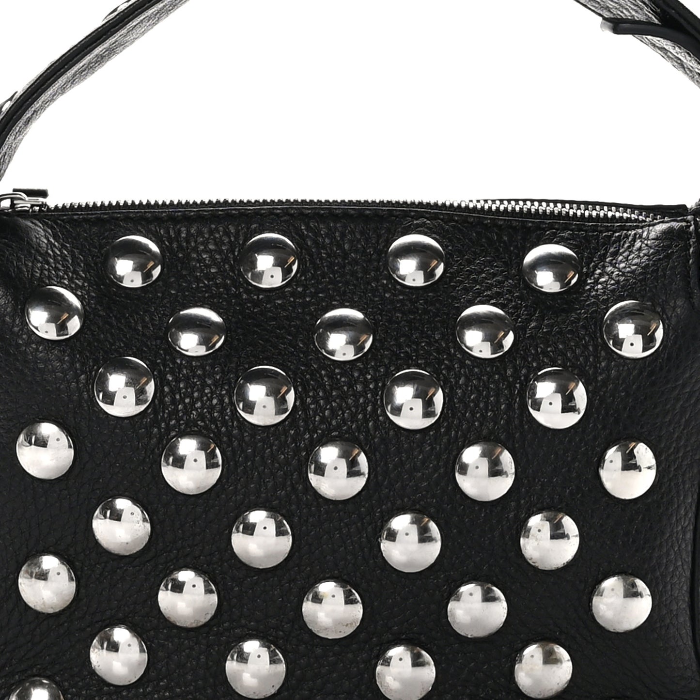 Pebbled Sport Calfskin Studded Small Elena Black