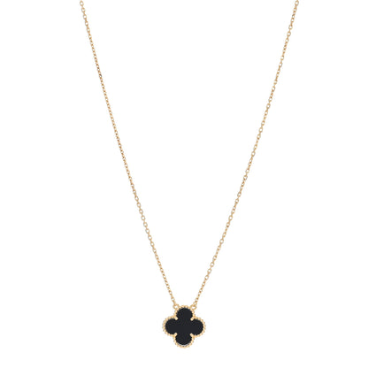 Van Cleef & Arpels 18K Yellow Gold Black Onyx Vintage Alhambra Pendant Necklace 1 of 4
