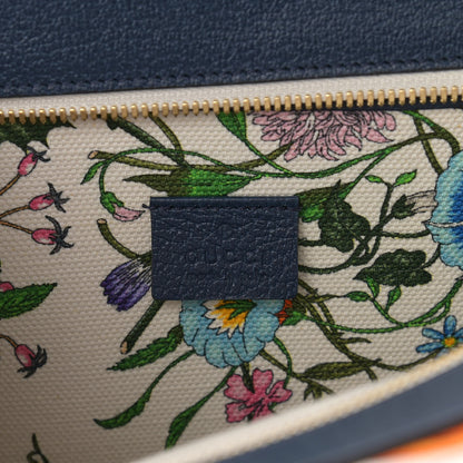 Gucci Canvas Medium Flora Tote White Multicolor Blue Agata 6 of 10