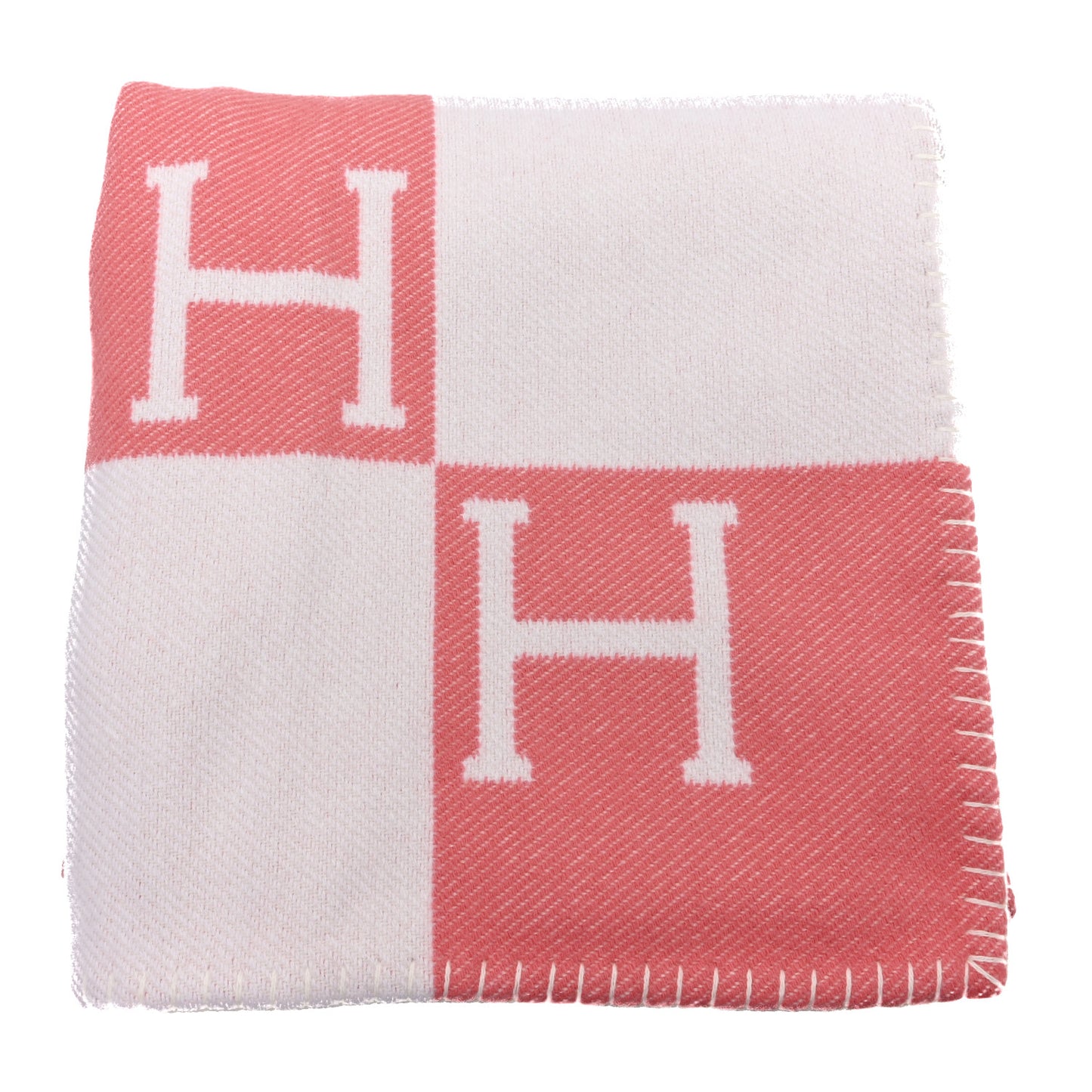 Wool Cashmere Avalon Baby Blanket Rose Airelle White