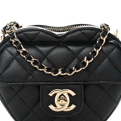 Chanel Lambskin Quilted CC In Love Heart Clutch With Chain Black 8 of 10