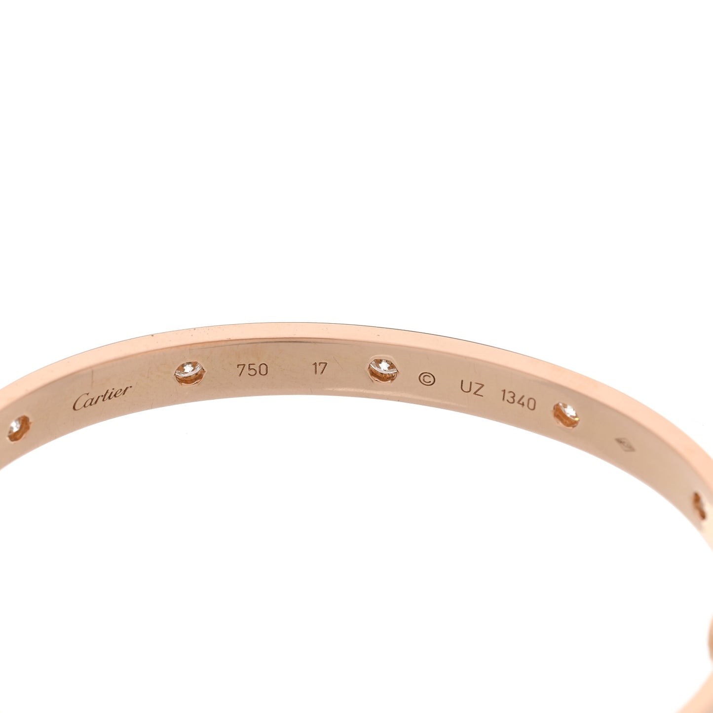 18K Pink Gold 10 Diamond LOVE Bracelet 17