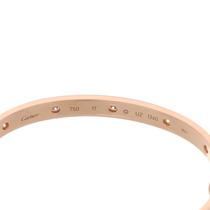 Cartier 18K Pink Gold 10 Diamond LOVE Bracelet 17 5 of 5