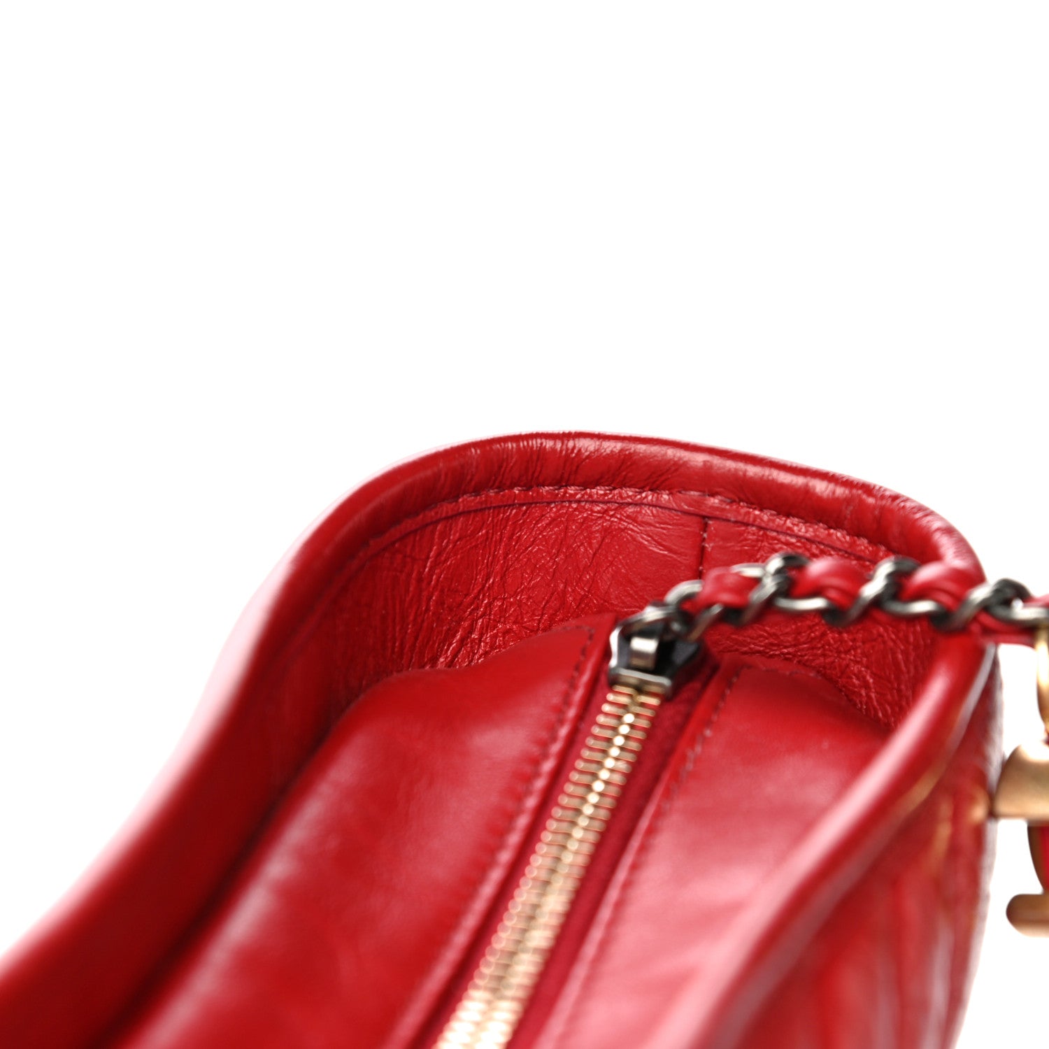 Chanel Aged Calfskin Chevron Quilted Medium Gabrielle Hobo Red 16 of 29