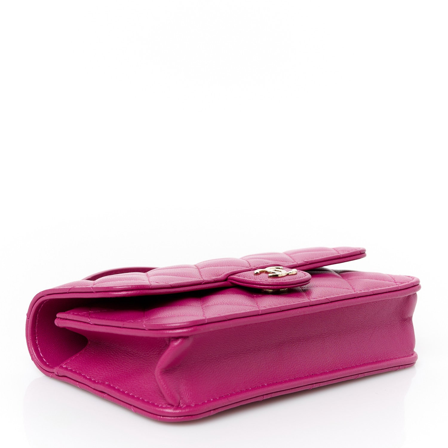 Chanel Lambskin Quilted Flap Phone Holder With Chain Fuchsia 4 of 11