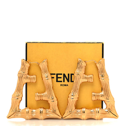 Fendi Metal FF Bamboo Hoop Earrings Gold 5 of 5