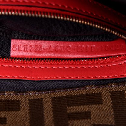 Fendi Glazed Fabric Vitello Century FF 1974 Large Baguette Cage Mogano Panna Fragola 8 of 12