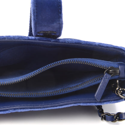 Chanel Velvet Quilted Mini Phone Holder Crossbody Bag Blue 5 of 8