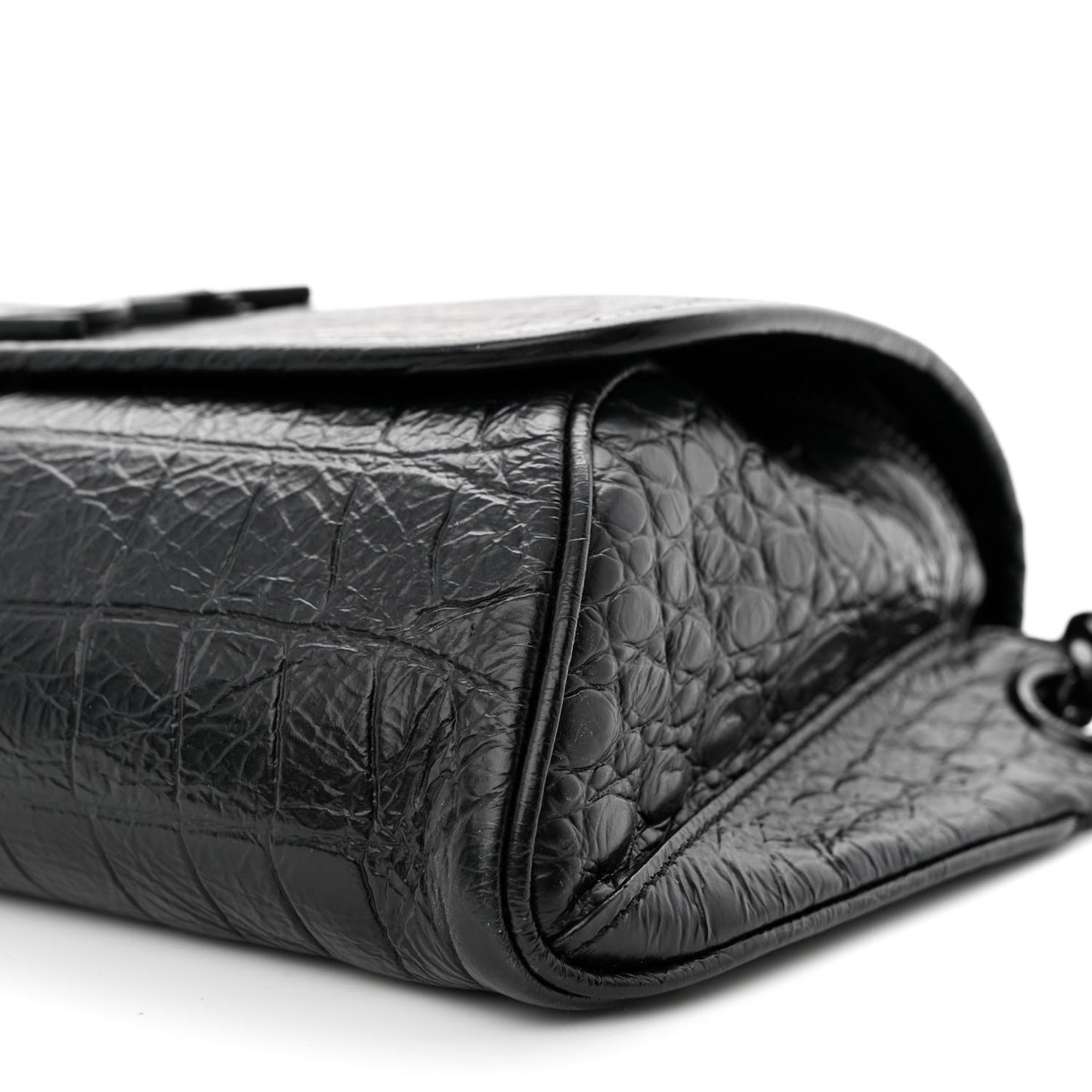 Crocodile Embossed Calfskin Matelasse Monogram Baby Niki Shoulder Belt Bag Black