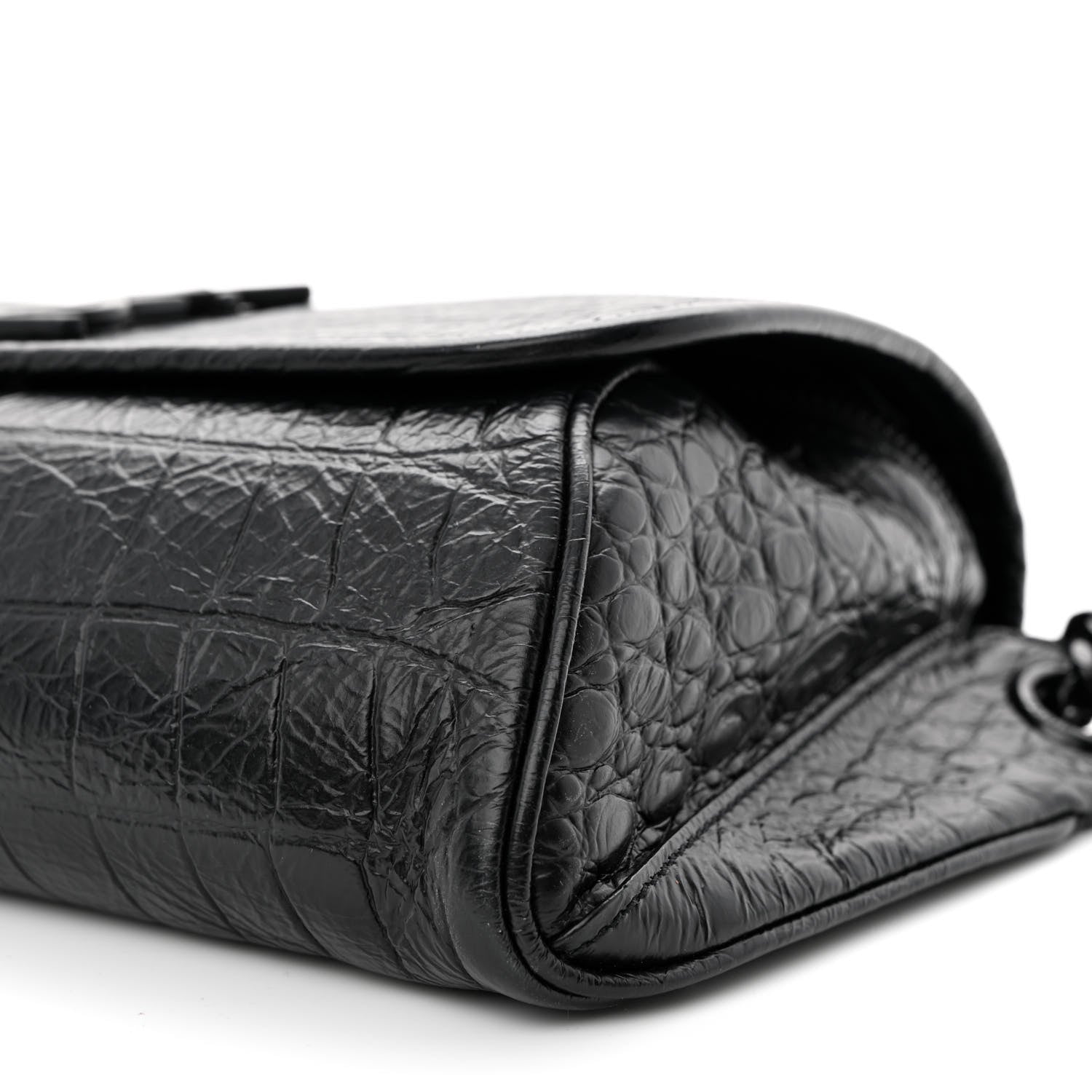 Saint Laurent Crocodile Embossed Calfskin Matelasse Monogram Baby Niki Shoulder Belt Bag Black 10 of 10
