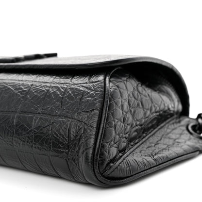 Saint Laurent Crocodile Embossed Calfskin Matelasse Monogram Baby Niki Shoulder Belt Bag Black 10 of 10