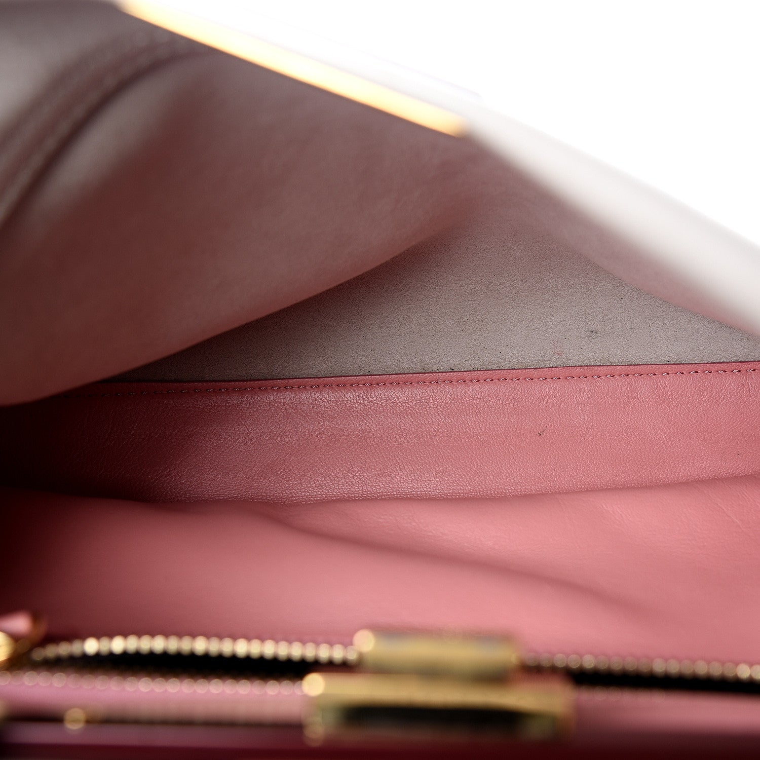 Fendi Vitello Seta Shiny Nappa Medium Peekaboo Iconic Satchel Grigio Polvere Bois de Rose 4 of 10