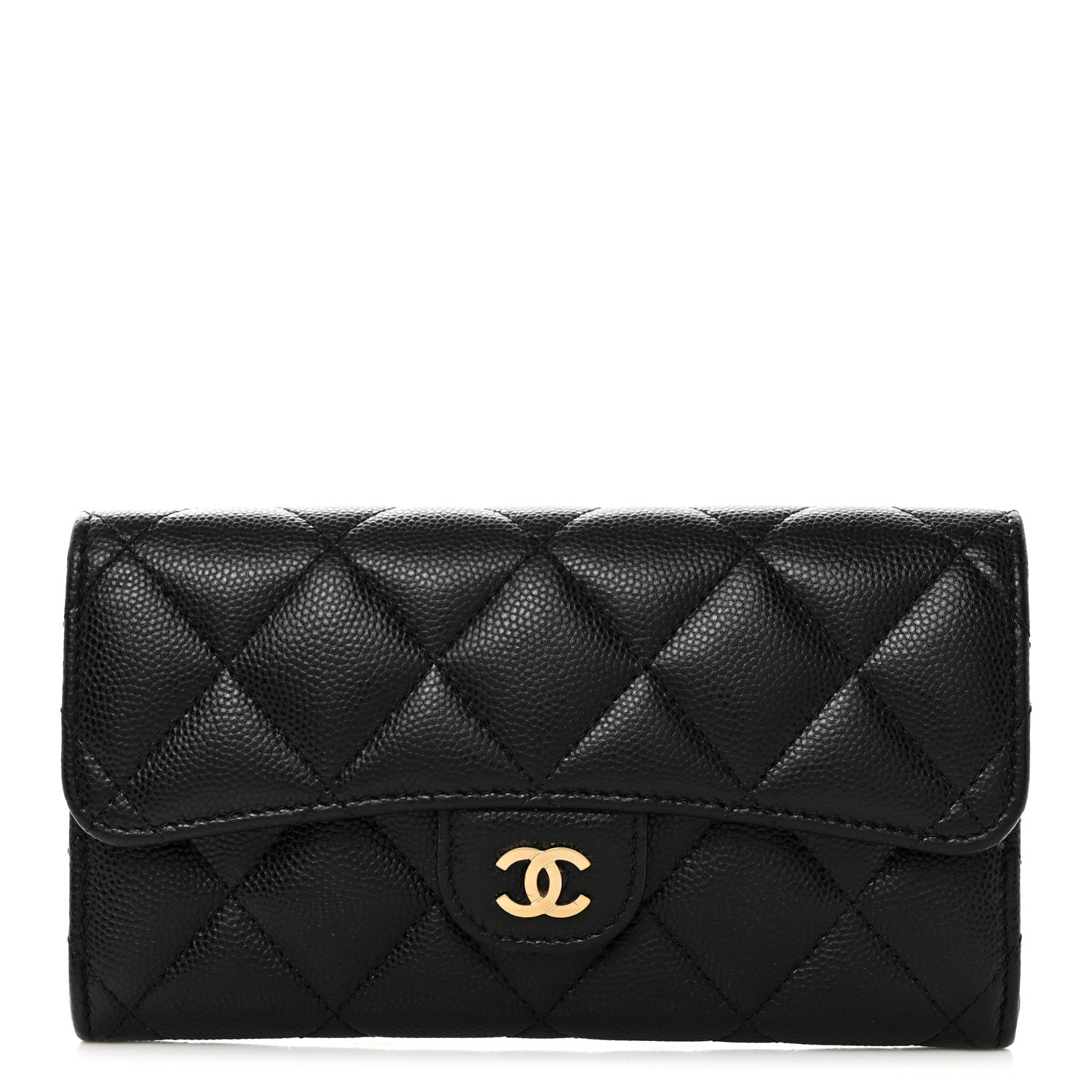 Chanel Caviar Quilted Medium Gusset Flap Wallet Black 1 of 8