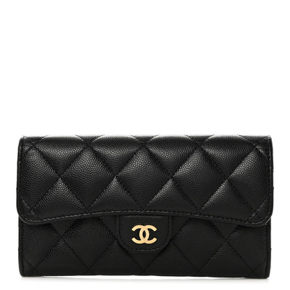 Chanel Caviar Quilted Medium Gusset Flap Wallet Black 1 of 8