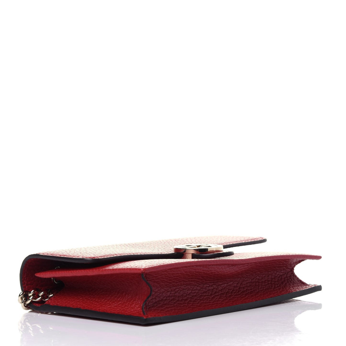 Dollar Calfskin Interlocking G Chain Wallet Red