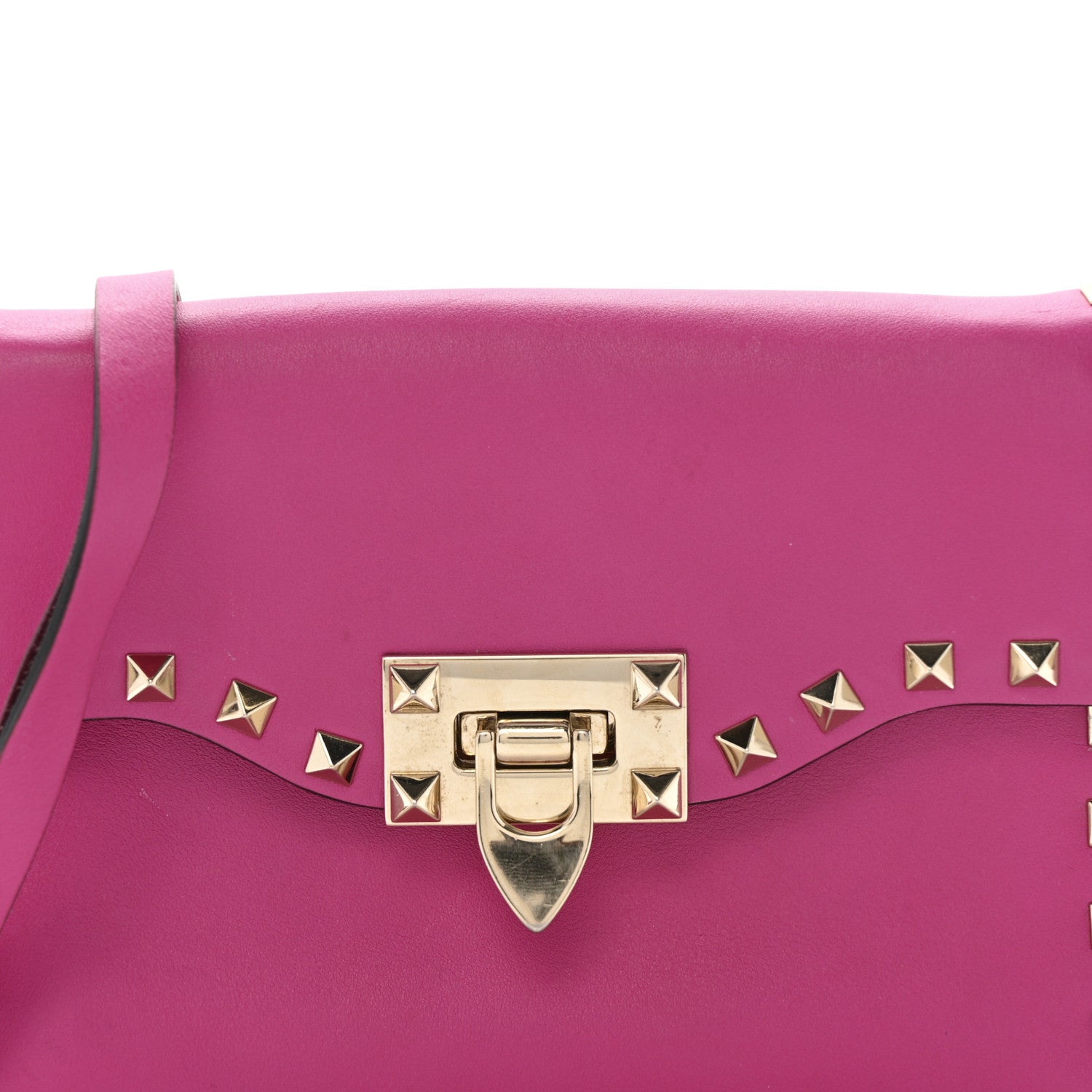 Valentino Garavani Vitello Small Rockstud Flip Lock Crossbody Bag Fuxia 9 of 14