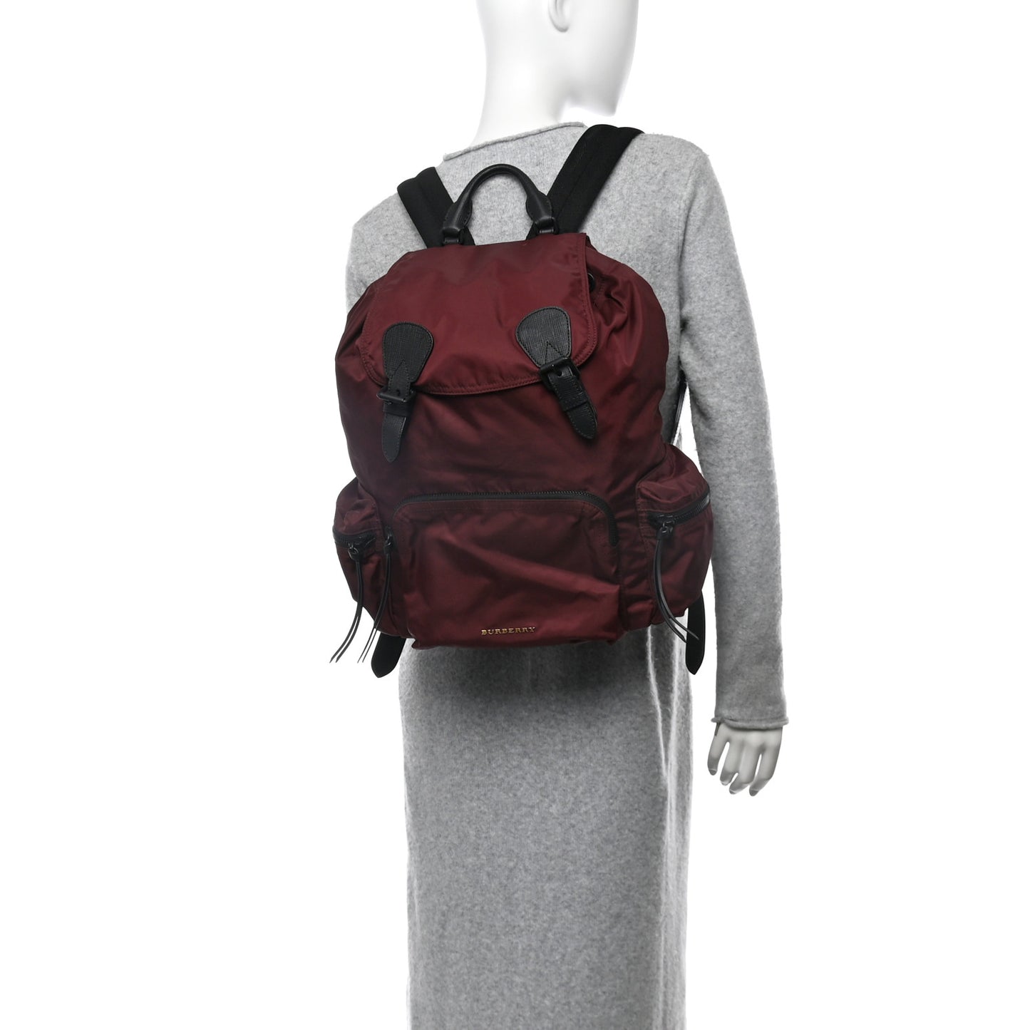 Nylon Medium Rucksack Backpack Burgundy Red