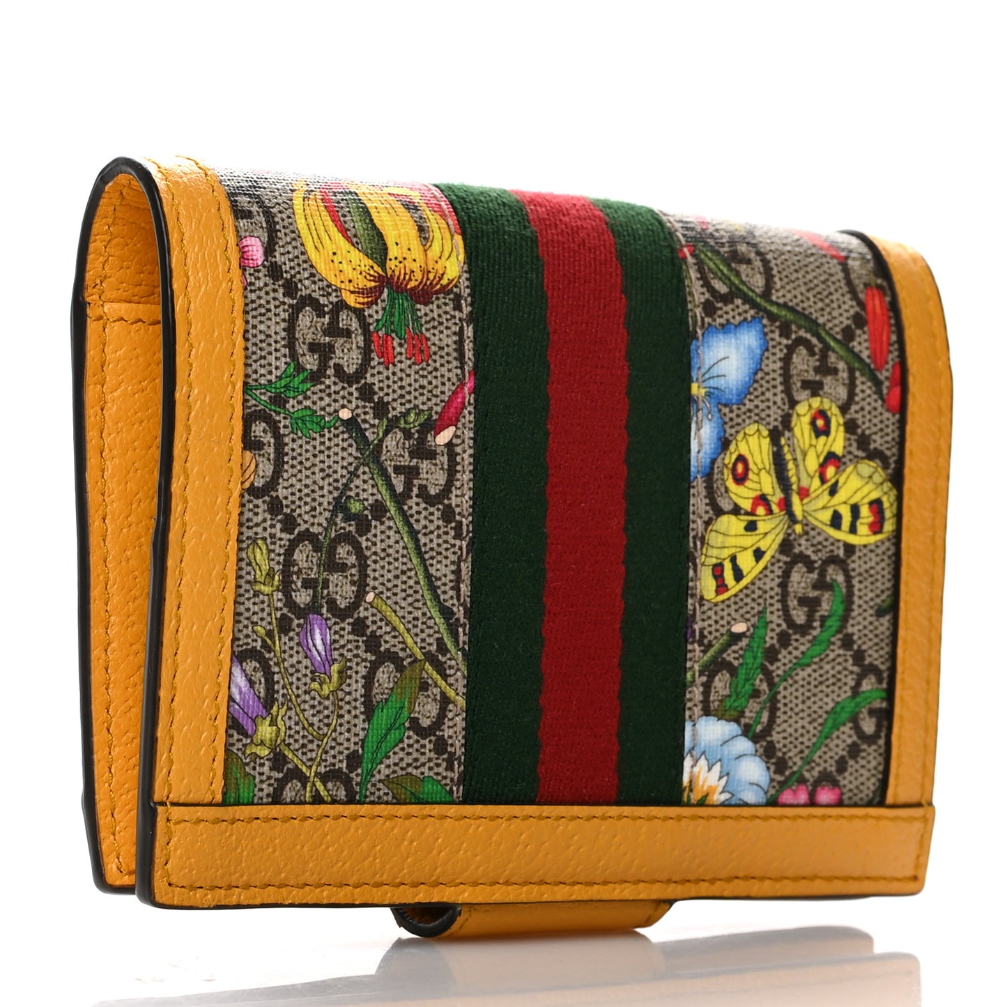 GG Supreme Monogram Flora Textured CalfskinWeb Ophidia Passport Case Beige Ebony Multicolor Crop