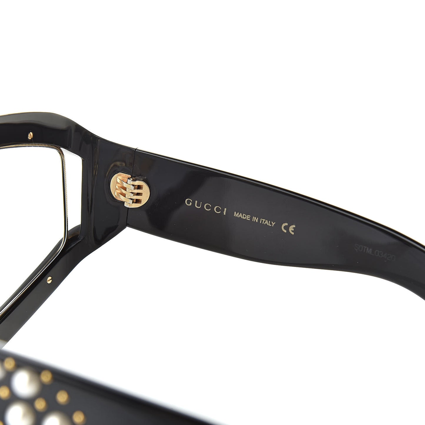Acetate Pearl Rectangular Frame Sunglasses GG0234S Black