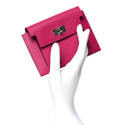 Hermes Madame Calfskin Kelly Pocket Compact Wallet Rose Pourpre 2 of 9
