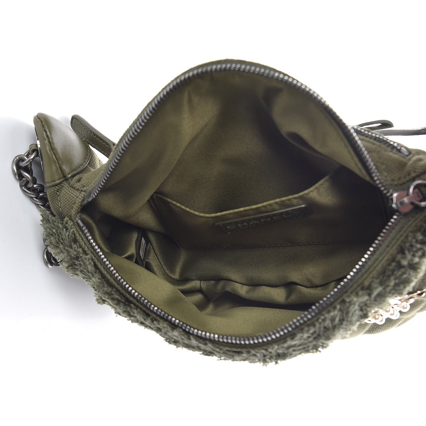 Canvas Lambskin Quilted Coco Cuba Charms Waist Bag Khaki