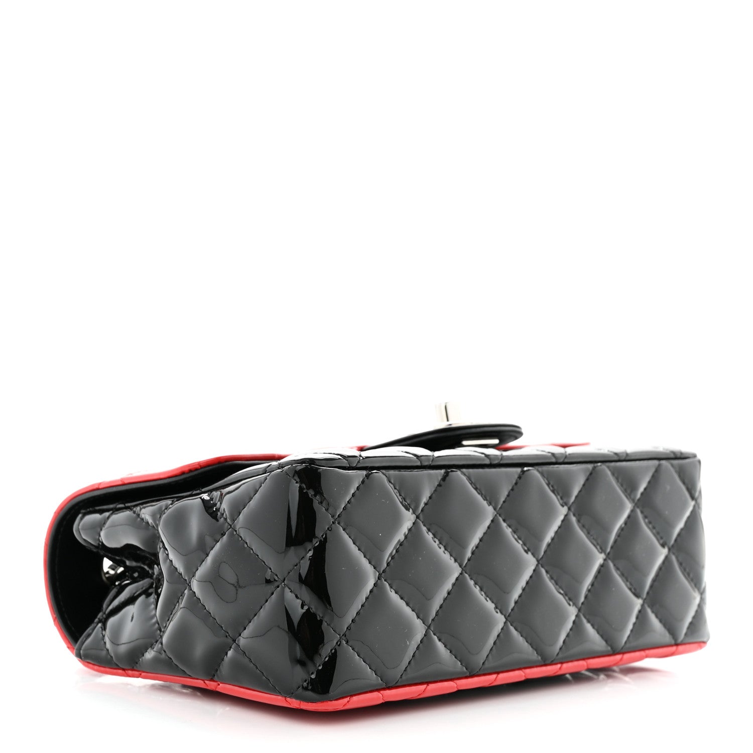 Chanel Patent Calfskin Quilted Bi-Color Mini Rectangular Flap Red Black 4 of 10