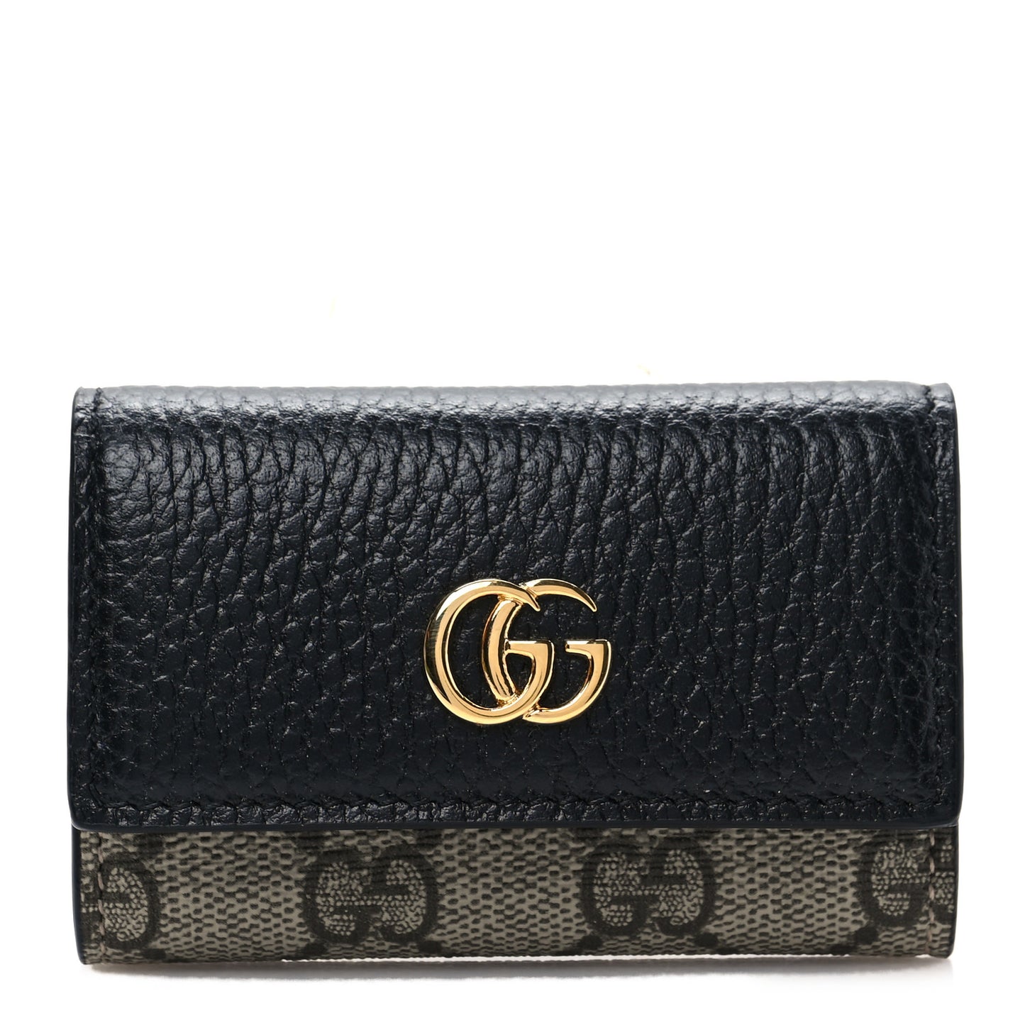 Dollar Calfskin GG Supreme Monogram GG Marmont 6 Key Holder Case Black Beige Ebony