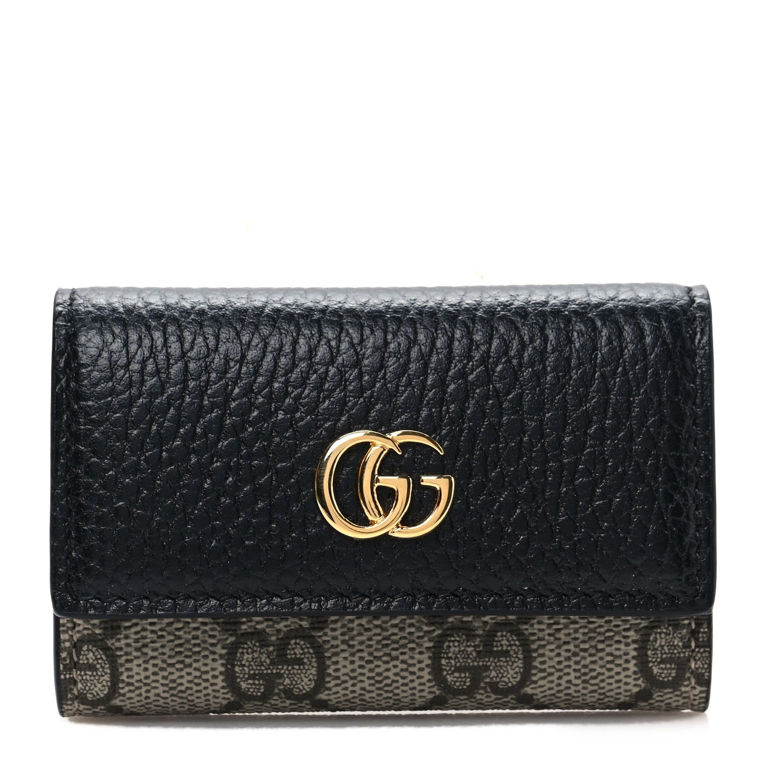 Gucci Dollar Calfskin GG Supreme Monogram GG Marmont 6 Key Holder Case Black Beige Ebony 1 of 7