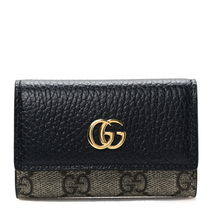 Gucci Dollar Calfskin GG Supreme Monogram GG Marmont 6 Key Holder Case Black Beige Ebony 1 of 7