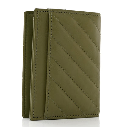Chanel Lambskin Chevron Quilted Card Holder Wallet Dark Green 3 of 8