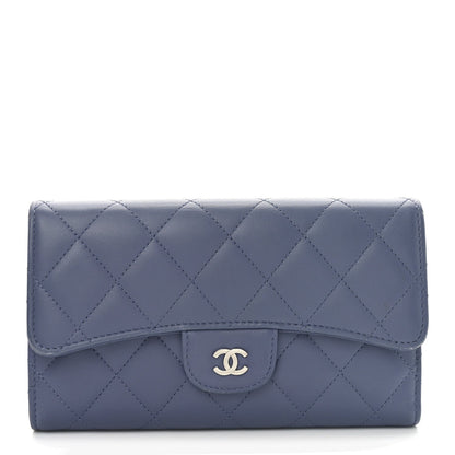 Chanel Lambskin Quilted Large Flap Wallet Blue 1 of 8