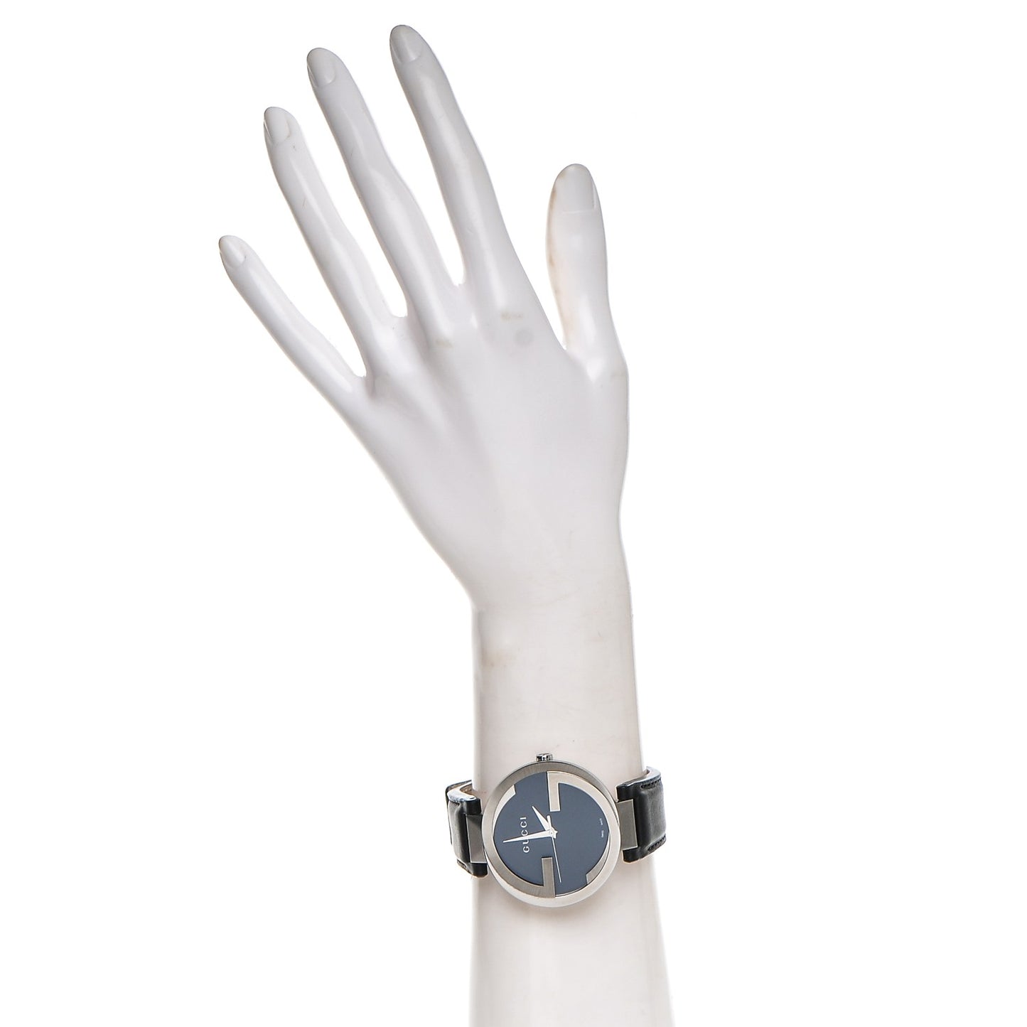 Stainless Steel Calfskin 42mm Interlocking G Quartz Watch Black