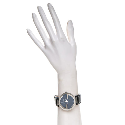 Gucci Stainless Steel Calfskin 42mm Interlocking G Quartz Watch Black 2 of 10