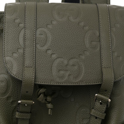 Gucci Piuma Calfskin Jumbo GG Embossed Double Buckle Backpack Dark Vintage Olive 8 of 10