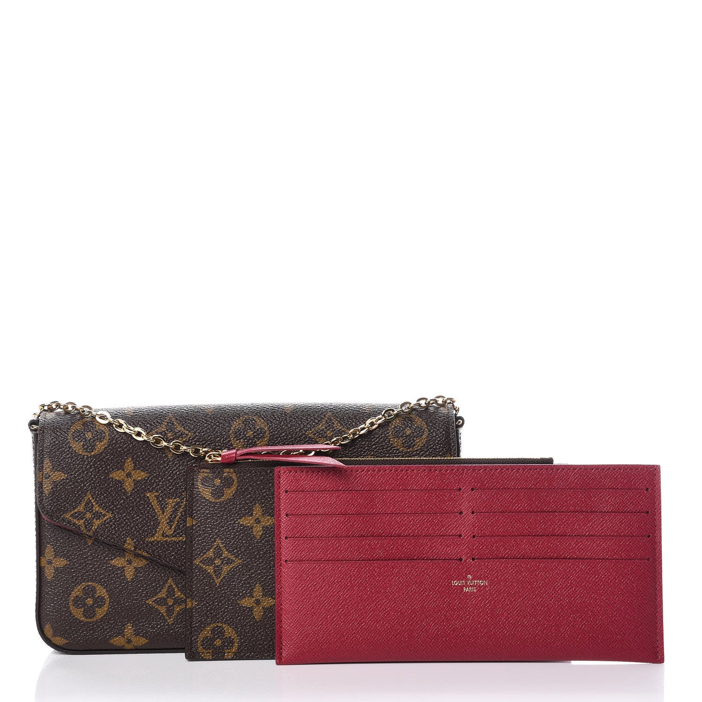 Monogram Pochette Felicie Chain Wallet Fuchsia