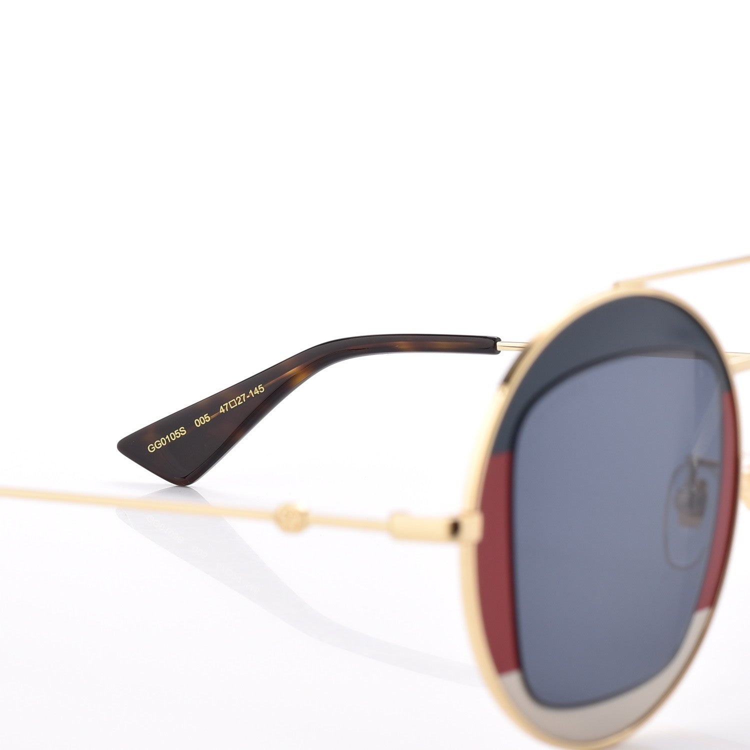 Gucci Round Frame Sylvie Web Sunglasses GG0105S Gold 8 of 9