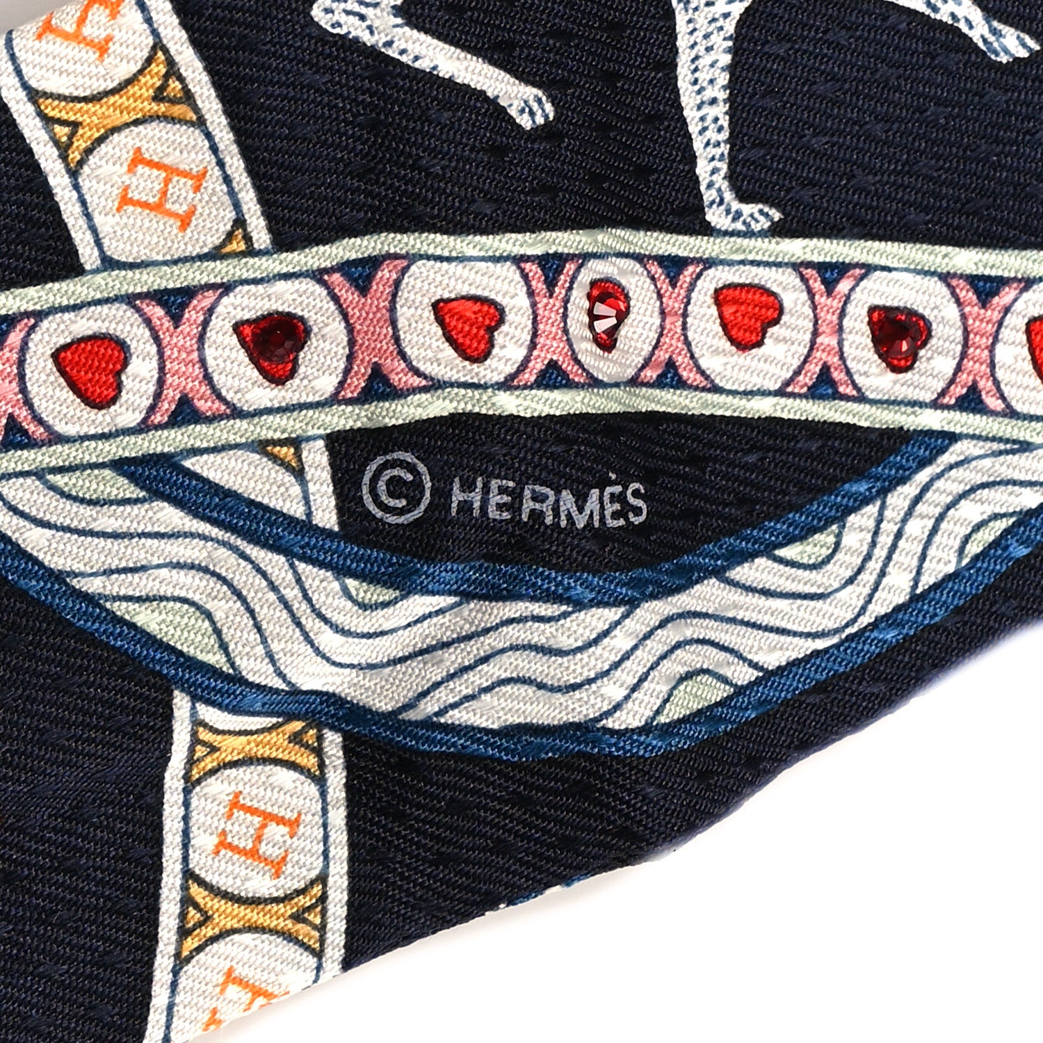 Hermes Silk Dame de Coeur Twilly Black Rouge Or 4 of 4