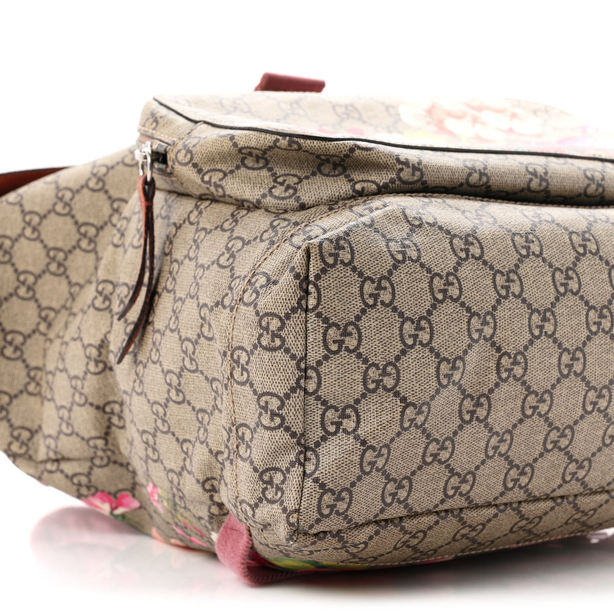 Gucci GG Supreme Monogram Blooms Medium Single Buckle Backpack Beige Multicolor Dry Rose 9 of 10