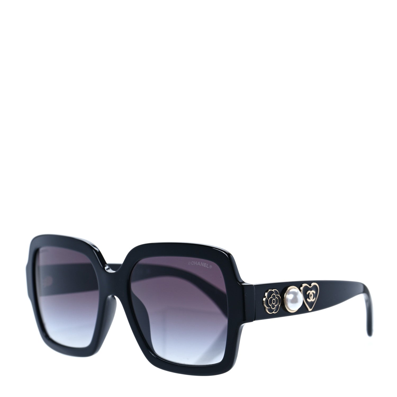 Chanel Acetate Charms Pearl Square Sunglasses 5479-A Black Gold 1 of 7