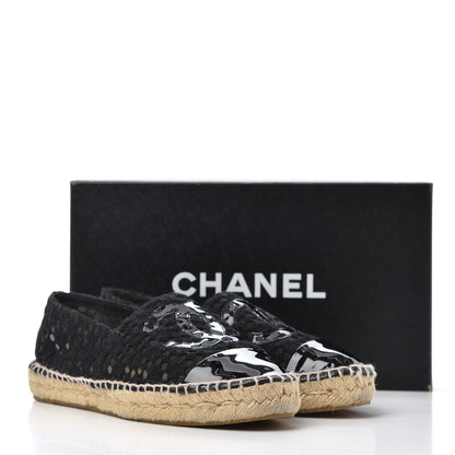 Chanel Lace Patent CC Espadrilles 38 Black 21 of 21