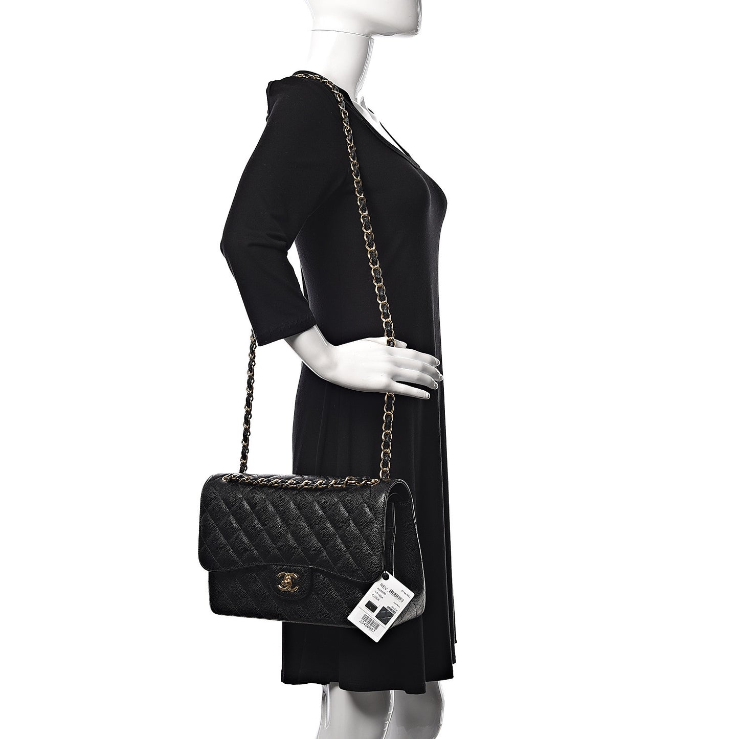Caviar Quilted Jumbo Double Flap Black