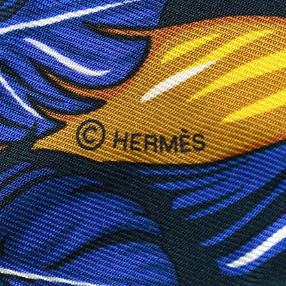 Hermes Silk La Danse Pacifique Twilly Bleu Nuit Jaune Vif 4 of 5
