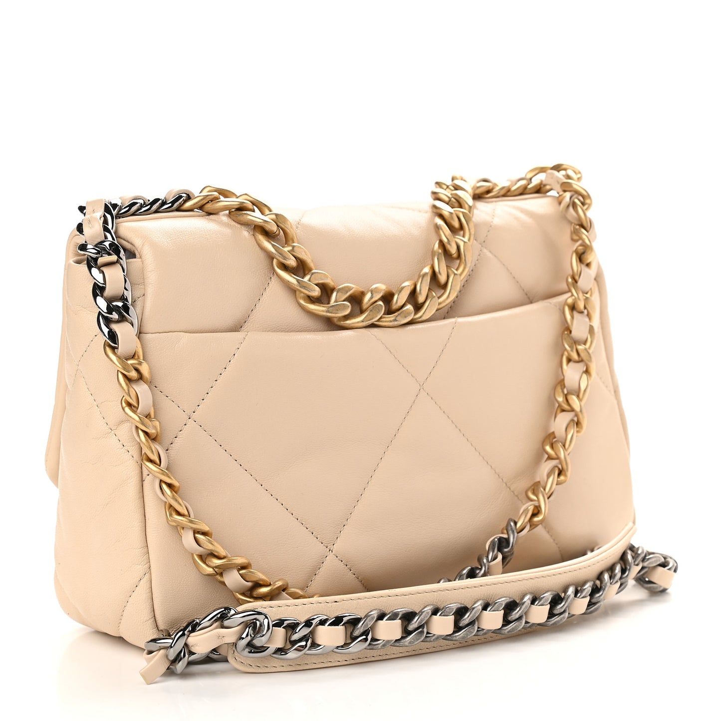Lambskin Quilted Medium Chanel 19 Flap Light Beige
