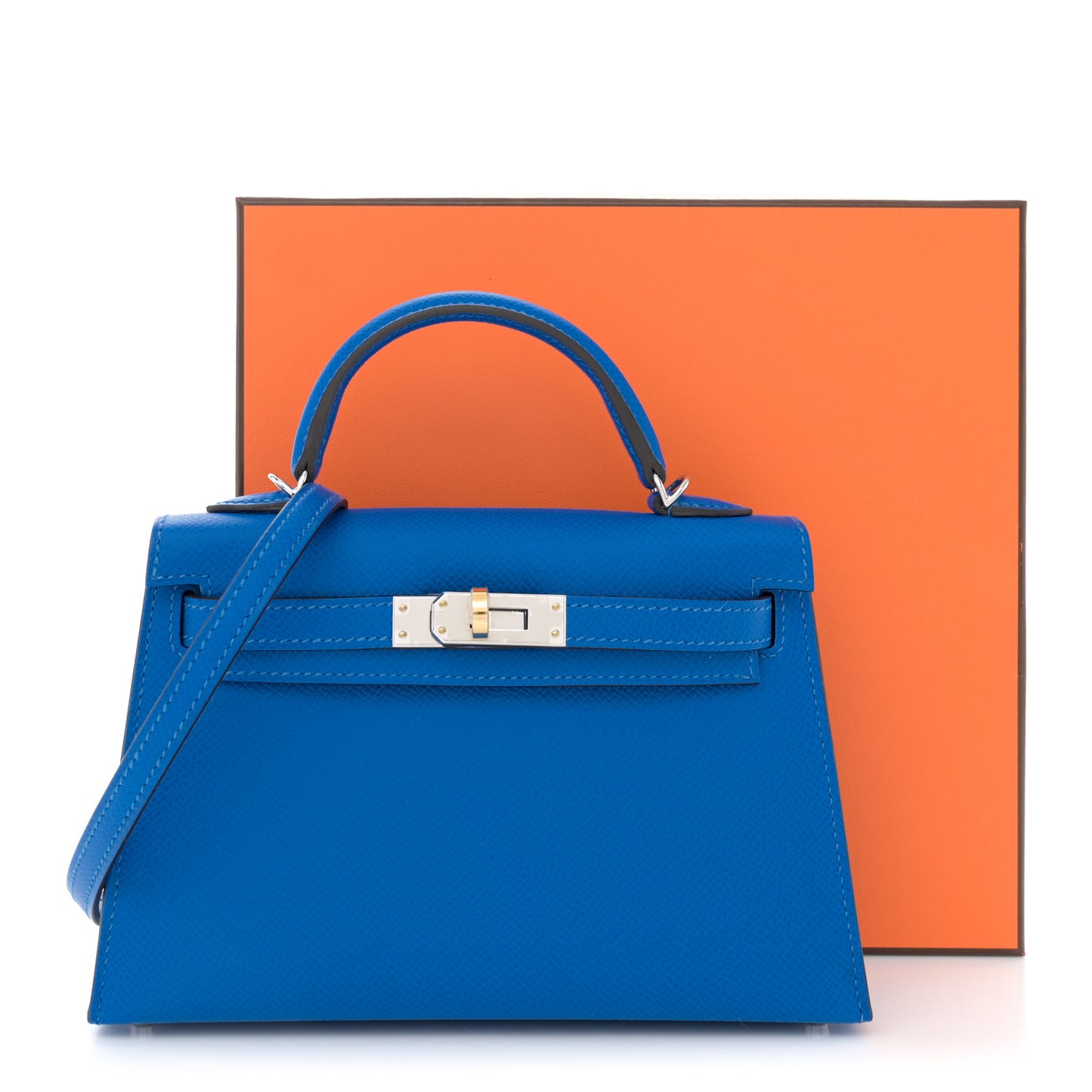 Epsom Mini Kelly Sellier 20 Bleu Hydra
