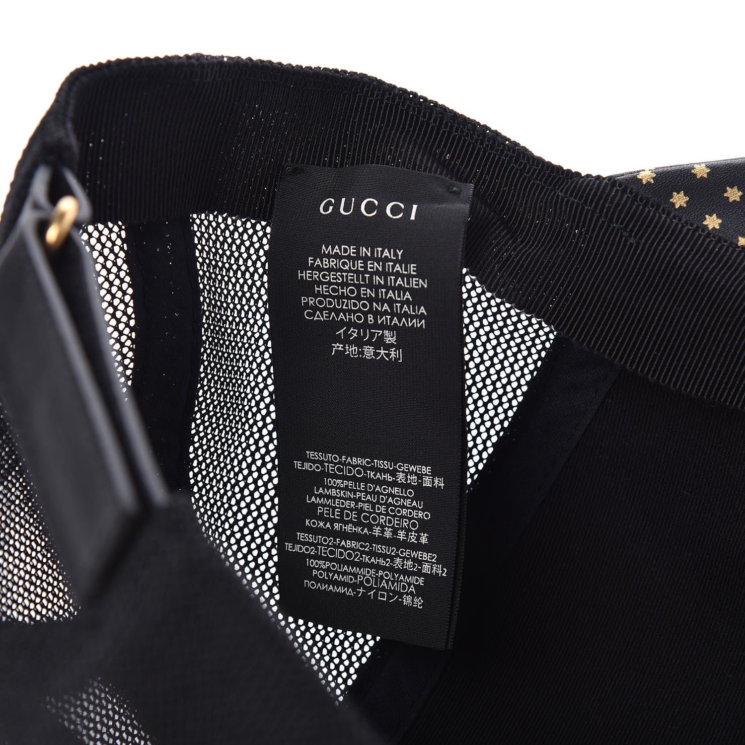 Gucci X SEGA Calfskin GUCCY Stars Baseball Hat S Black Gold 7 of 7
