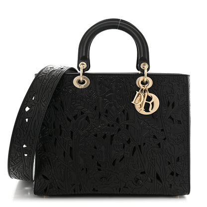 Christian Dior Calfskin Laser Cut Large Lady Dior Black 1 of 10