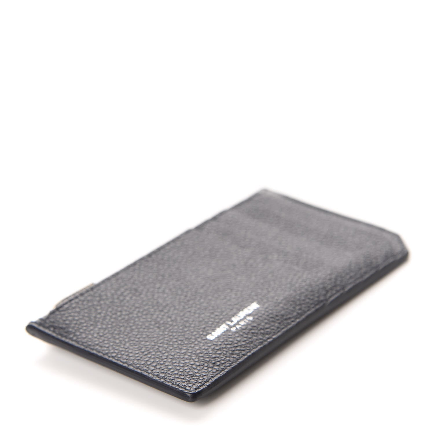 Saint Laurent Grained Calfskin 5 Fragments Zip Pouch Card Holder Black 4 of 8