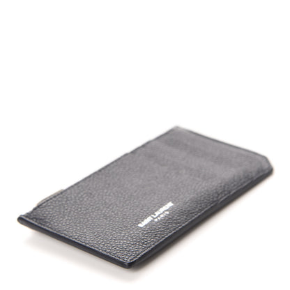 Saint Laurent Grained Calfskin 5 Fragments Zip Pouch Card Holder Black 4 of 8
