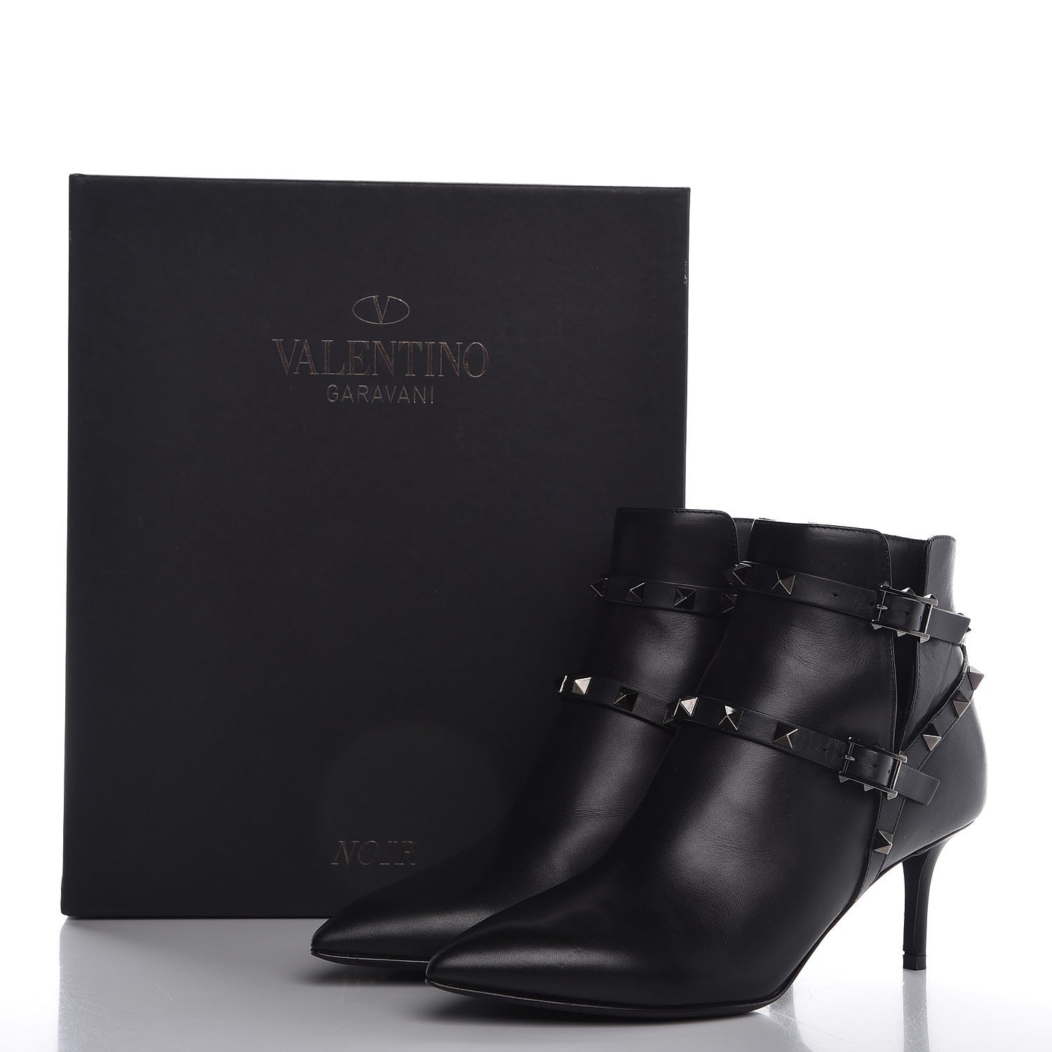 Valentino Garavani Calfskin Rockstud Double Buckle 65mm Ankle Boots 37 Black 8 of 8