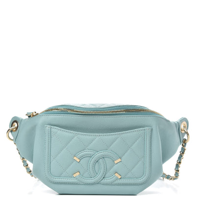 Chanel Caviar Quilted Filigree Waist Bag Light Blue 1 of 10